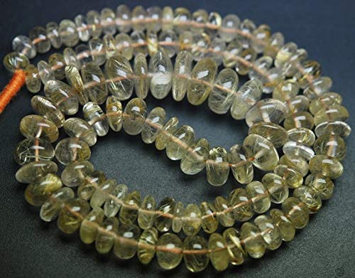 BEADS GEMSTONE 16 Zoll Strand,GOLDEN RUTILATED QUARTZ Smooth Rondelles,6-11mm Code-HIGH-55023 von WORLD WIDE GEMS