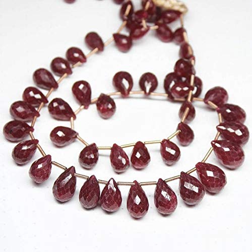 BEADS GEMSTONE 2 Strand 538cts Natural Red Rubin Faceted Tear Drop Briolette Edelstein Handwerk Lose Perlen Strand 8mm 15mm Code-HIGH-27543 von WORLD WIDE GEMS