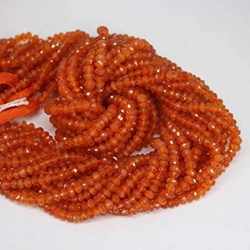 BEADS GEMSTONE 2 Strand Carnelian Fanta Orange Rondelle Faceted Loose Rondelle Edelstein Handwerk Perlen Strand 13 Zoll Lange 3,5mm Code-HIGH-27916 von WORLD WIDE GEMS