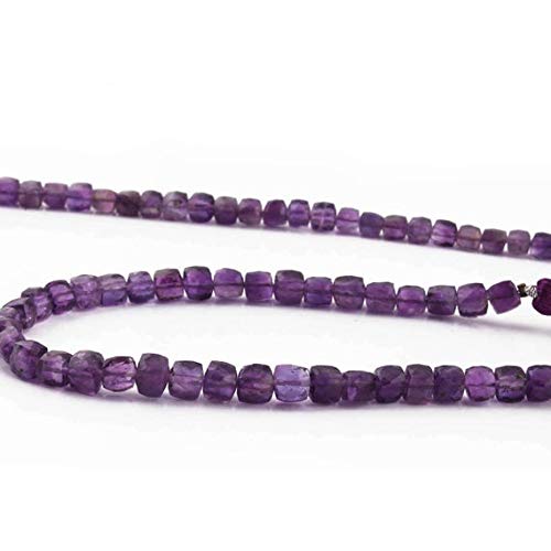 BEADS GEMSTONE 2 Strand Natural Amethyst Faceted Cube Briolettes - Box Shape Beads 5mm-6mm 8 Zoll Code-HIGH-15157, Edelstein Metall Stein von WORLD WIDE GEMS