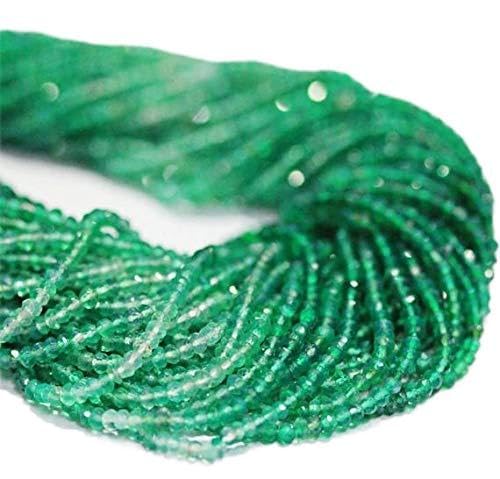 BEADS GEMSTONE 2 Strand Natural Green Onyx Faceted Rondelle Micro Edelstein Handwerk Lose Perlen Strand 13 Zoll Lange 3mm Code-HIGH-25901 von WORLD WIDE GEMS