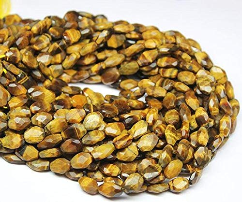 BEADS GEMSTONE 2 Strand Natural Tiger's Eye Faceted Oval Loose Craft Edelstein Perlen Strand 13 Zoll Lang 13mm 8mm Code-HIGH-27432 von WORLD WIDE GEMS