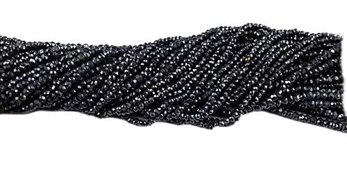 BEADS GEMSTONE 2 Strands Black Spinell Silver Coated Rondelle – Perlen Measure 3-4mm 13 Zoll lang Strand Code-HIGH-66509, Edelstein Metall Stein von WORLD WIDE GEMS