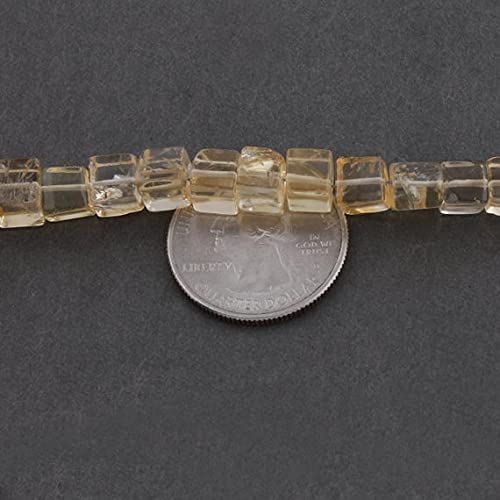 BEADS GEMSTONE 2 Strands Citrine Edelstein Smooth Center Drill Cube Perlen Briolettes, Box Shape Perlen 5mm-7mm 8,5 Zoll Code-HIGH-46591 von WORLD WIDE GEMS