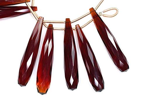 BEADS GEMSTONE 2 Strands Combo AAAA Calibrated 35mm 3 Matched Pair Vivid Cola Quarz Faceted Long Tear Drops Briolette Beads-Cola Color Quartz Code-HIGH-59984 von WORLD WIDE GEMS