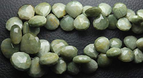 BEADS GEMSTONE 20 pcs, Super Finest,GREEN Cats-eye Faceted Heart Shape Briolette,12-13mm Code-HIGH-63664 von WORLD WIDE GEMS