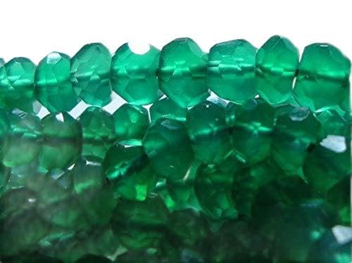 BEADS GEMSTONE 2x 14 Inch Long Beach 3,5-4mm, Gorgeous Green Onyx Micro Faceted Rondelle Code-HIGH-62348 von WORLD WIDE GEMS