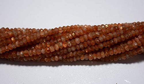 BEADS GEMSTONE 3,5 mm Sunstone Beads, Faceted Rondelle Beads, AAA Sunstone Rondelles, Edelsteinperlen, 13,5 Zoll Strand Code-HIGH-31196 von WORLD WIDE GEMS