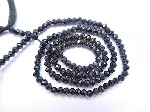 BEADS GEMSTONE 3 MM Black Spinell Natural Edelstein Faceted Rondelle Shape Perlen 13 Zoll Lange Strand Rondelle Perlen,Perlen,Rondelle, facettierte Beads, Rondelle, Rondelle-Beads, Code-HIGH-44917 von WORLD WIDE GEMS