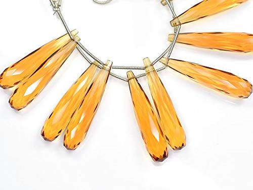 BEADS GEMSTONE 3 Matched Pair 35mm Vivid Brandy Citrine Quartz Faceted Long Tear Drop Briolette Beads Strand Code-HIGH-59906 von WORLD WIDE GEMS