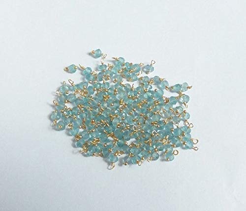 BEADS GEMSTONE 30 Pcs Apatite Lose Perlen - Gold Over Sterling or 24K Gold Plated Wire Wrapped Beads - Apatite Faceted Loose Beads Size 3-4mm Code-HIGH-38046 von WORLD WIDE GEMS