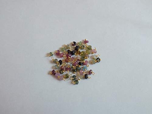 BEADS GEMSTONE 30 Pcs Natural Multi Tourmaline Lose Edelstein Perlen - Gold Over Sterling or 24K Gold Plated Wire Wrapped Perlen - Perlen 3-4mm Code-HIGH-38214 von WORLD WIDE GEMS