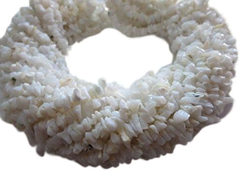 BEADS GEMSTONE 34 Inch Long Natural White Opal 3-4 mm chips/uncut/Free size gemstone perlen loose Code-HIGH-70319, Edelstein Metall Stein von WORLD WIDE GEMS