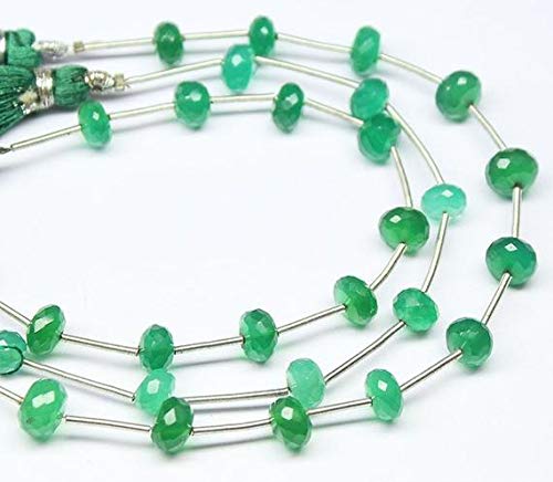 BEADS GEMSTONE 4 Strands Green Onyx Micro Faceted Loose Rondelle Edelstein Craft Beads Strand 6 Zoll Lange 6mm 7mm Code-HIGH-21190 von WORLD WIDE GEMS