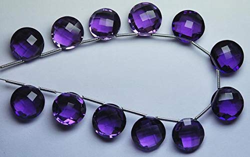 BEADS GEMSTONE 5 Match Pair,PURPLE AMETHYST Quarz Faceted Coins Briolettes 10mm Size Code-HIGH-56650 von WORLD WIDE GEMS