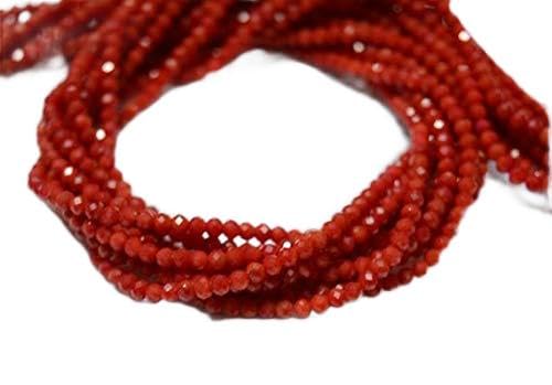 BEADS GEMSTONE 5 Strände, Red Coral Beads, Original Edelstein Micro Faceted Rondelle Beads, 3 mm Perlen, 13 Zoll Code-HIGH-31931 von WORLD WIDE GEMS