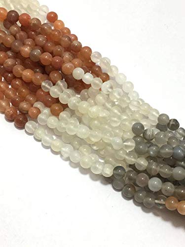 BEADS GEMSTONE 5 Strände of 5mm Multi Moonstone Beads Plain Round 13 Inches !Gemstones!Semi Precious Beads!Moonstone Perlen!Plain Round Bead Code-HIGH-60355 von WORLD WIDE GEMS