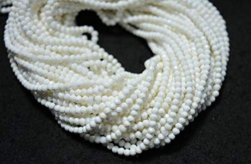 BEADS GEMSTONE 5 Stränge White Opal Beads, White Opal Edelstein Stein, 3mm Perlen, Faceted Rondelle, Edelstein für Schmuck, 13,5 Zoll Code-HIGH-25297 von WORLD WIDE GEMS