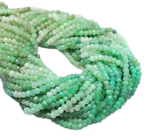 BEADS GEMSTONE 5 Strand Lot Green Chrysoprase Faceted Micro Rondelle Edelstein Lose Perlen 13 Zoll Lange 4mm Code-HIGH-26843 von WORLD WIDE GEMS