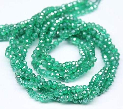 BEADS GEMSTONE 5 Strand Lot Natural Green Mystic Onyx Faceted Micro Rondelle Edelstein Handwerk Lose Perlen 13 Zoll Lange 3mm Code-HIGH-26878 von WORLD WIDE GEMS