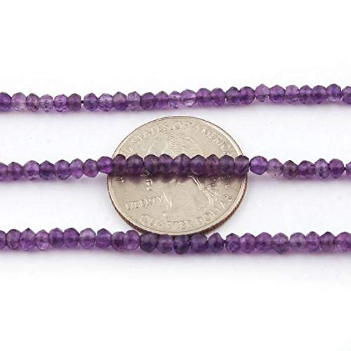 BEADS GEMSTONE 5 Strands Amethyst Faceted Rondelles 3mm Faceted Center Drill Rondelles, Amethyst Faceted Rondelles Edelsteinperlen 13 Zoll L Code-HIGH-46525 von WORLD WIDE GEMS