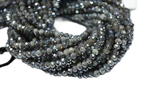 BEADS GEMSTONE 5 Strands Labrarite Perlen, Beschichtete Blue Fire Edelstein Stone, 4 mm Beads, Coated Faceted Rondelle, Edelsteinperlen, 13 Zoll Code-HIGH-31674 von WORLD WIDE GEMS