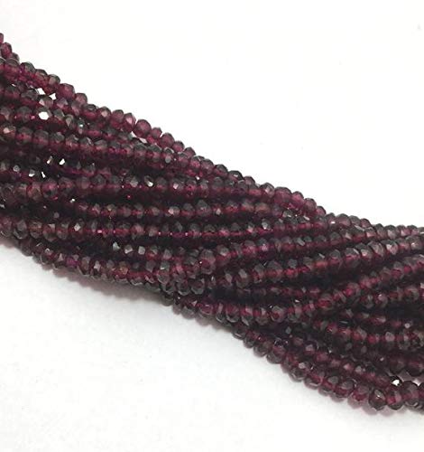 BEADS GEMSTONE 5 strände of 100% Natural Granat Micro Faceted Rondelle 3,5 to 4mm Edelstein Perlen 13 Zoll Long/Semi Precious Perlen/Rondelle Perlen Code-HIGH-43032, Edelstein Metall Stein von WORLD WIDE GEMS