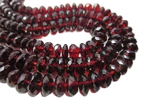 BEADS GEMSTONE 5mm - 6mm Red Granat Micro Faceted Rondelles - Red Granat faceted Rondelles Perlen Edelstein - 16 Zoll - Red Granat Perlen rondelle Faceted Code-HIGH-70594, Edelstein Metall Stein von WORLD WIDE GEMS