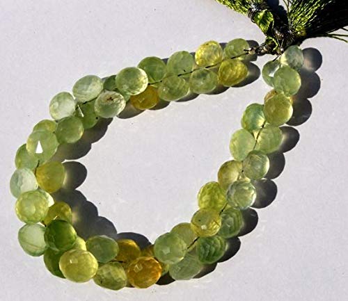 BEADS GEMSTONE 6-10 mm Natural Prehnite Edelstein Faceted Zwiebel Briolette Perlen 3,5 Zoll Code-HIGH-42618 von WORLD WIDE GEMS