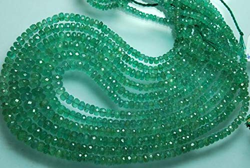 BEADS GEMSTONE 6 Strands Lot, Super Finest Natural Smaragd Faceted Rondelles, Bigger Size 6-3mm Code-HIGH-52385, Edelstein Metall Stein von WORLD WIDE GEMS