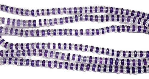 BEADS GEMSTONE 6mm Crystal And Amethyst Faceted Spacer Beads, Amethyst And Crystal Edelstein Crystal Cut Reifen Perlen, 8 Zoll Strand Code-HIGH-33825 von WORLD WIDE GEMS