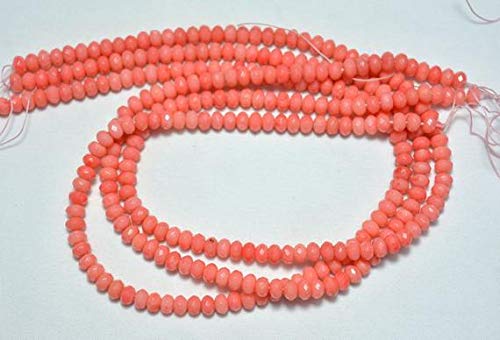 BEADS GEMSTONE 7,5 Zoll Strand Pink Coral Beads, Natural Coral Edelstein Micro Faceted Rondelle Beads, 6mm Perlen Code-HIGH-24992 von WORLD WIDE GEMS