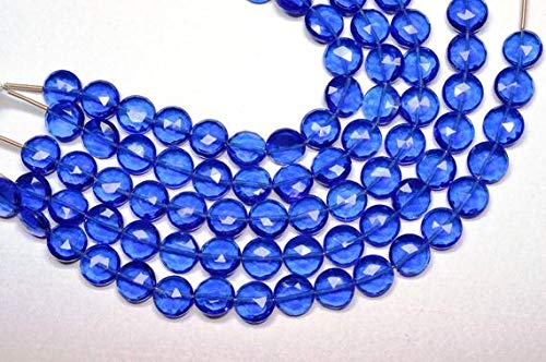 BEADS GEMSTONE 7 Inch 10mm Kyanite Blue Colored Quarz Faceted Coin Briolette Perlen Strand Code-HIGH-59053 von WORLD WIDE GEMS