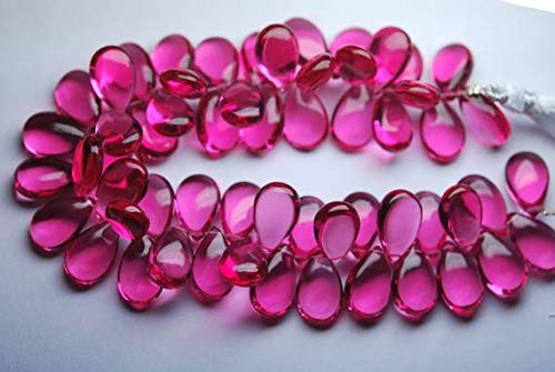 BEADS GEMSTONE 7 Zoll Strand,Pink QUARTZ Glatte Birnenform Briolette, Größe 8x12mm Code-HIGH-53882 von WORLD WIDE GEMS