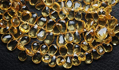 BEADS GEMSTONE 7 Zoll Strand,Super Finest,AAA-CITRINE Faceted Birne Briolettes 7-8mm Code-HIGH-53878, Edelstein Metall Stein von WORLD WIDE GEMS