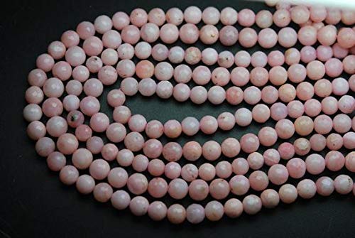 BEADS GEMSTONE 7 Zoll Strand oder Maschine Cut Qualität PINK OPAL Micro Faceted Round Rondells,6mm size Code-HIGH-64940 von WORLD WIDE GEMS