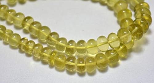 BEADS GEMSTONE 7mm - 11mm Lemon Quarz-Perlen, Lemon Quarz Smooth Rondelles Perlen, Edelstein für Schmuck, 18 Zoll Strand Code-HIGH-23854 von WORLD WIDE GEMS