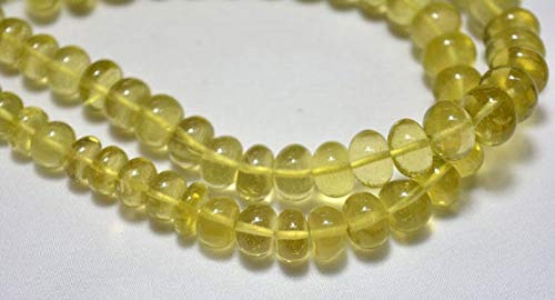 BEADS GEMSTONE 7mm - 11mm Lemon Quarz-Perlen, Lemon Quarz Smooth Rondelles Perlen, Edelstein für Schmuck, 18 Zoll Strand Code-HIGH-30705 von WORLD WIDE GEMS