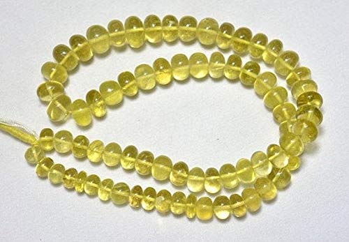 BEADS GEMSTONE 7mm - 11mm Lemon Quarz-Perlen, Lemon Quarz Smooth Rondelles Perlen, Edelstein für Schmuck, 9 Zoll Strand Code-HIGH-24995 von WORLD WIDE GEMS