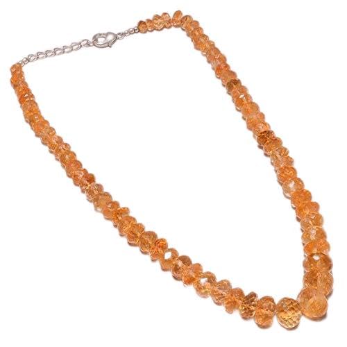 BEADS GEMSTONE 7x15 mm 20,5'' Rundellform gelb orange Citrine Edelstein Perlen Strands Code-HIGH-47577 von WORLD WIDE GEMS