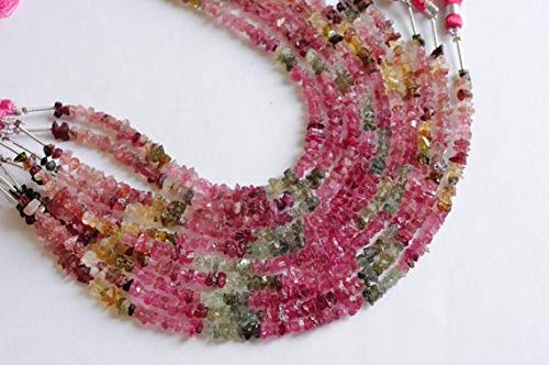 BEADS GEMSTONE 8 Inch 4-7mm Lustrous Natural Watermelon Multi Tourmaline Rough Crystal Beads Strand Code-HIGH-58887 von WORLD WIDE GEMS