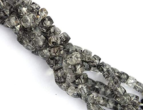 BEADS GEMSTONE 8 Inch Long Inches 8mm Natural Black Rutile Edelstein Faceted 3D Würfel, Semiprecious Edelstein Perlen Code-HIGH-42637 von WORLD WIDE GEMS