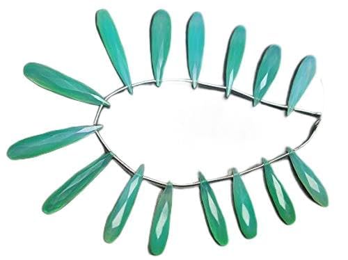 BEADS GEMSTONE 8 Inch Long Strand,30mm Long,Chrysoprase Chalceny Faceted Elongated Drops Shape Briolettes Code-HIGH-56808 von WORLD WIDE GEMS