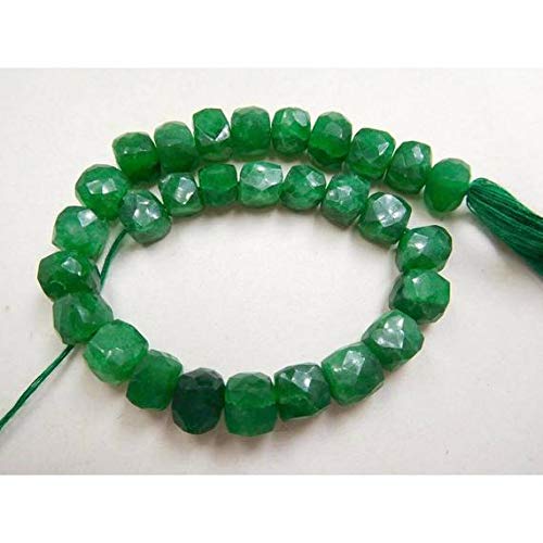 BEADS GEMSTONE 8 Inch Long strand green corundum 7-8 mm micro faceted cube box perlen code-HIGH-44732, Edelstein Metall Stein von WORLD WIDE GEMS