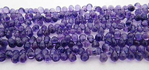 BEADS GEMSTONE 8 Inch RARE Size 3 * 5mm Natural African Amethyst Micro Faceted Tear Drop Briolette Beads-Drops Side Drilled Code-HIGH-67089 von WORLD WIDE GEMS