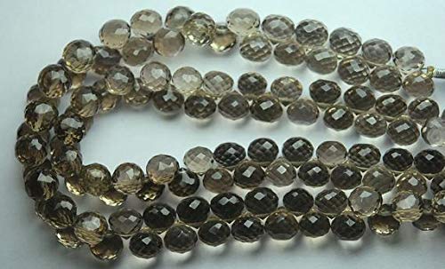 BEADS GEMSTONE 8 Inch Strand, AAA Quality Smoky Quartaz Faceted Onion Shape Briolettes, 6-7mm Long Code-HIGH-54222 von WORLD WIDE GEMS