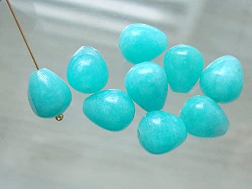 BEADS GEMSTONE 8 Zoll Strand, 7x6mm, Peru Amazonite Smooth Small Teardrop Briolette Code-HIGH-61979 von WORLD WIDE GEMS