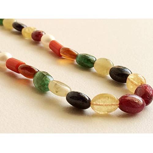 BEADS GEMSTONE 9 Strand Natural Multi Shape Beads, Smaragd, Koralle, Rubin, Katzenauge, Saphir, Gelbe Saphir, Garnet, Perle, 7x5mm - 8x6mm Perlen, 16 Zoll Long Code-HIGH-16446 von WORLD WIDE GEMS