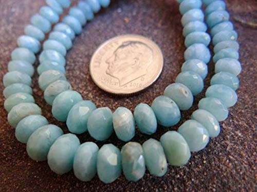 BEADS GEMSTONE AAA Genuine Caribbean minican lphin Aqua Blue Larimar | Graduated Faceted Rondelles | 3-7mm | Mini Graduated Strands of 21 Pieces Code-HIGH-32349 von WORLD WIDE GEMS