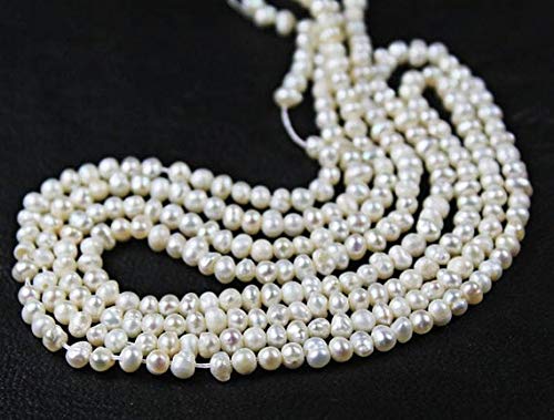 BEADS GEMSTONE AAA Natural White Pearl Smooth Rondelle Micro Edelstein Handwerk Lose Perlen Strand 9 Zoll Lange 3,5mm Code-HIGH-26753 von WORLD WIDE GEMS